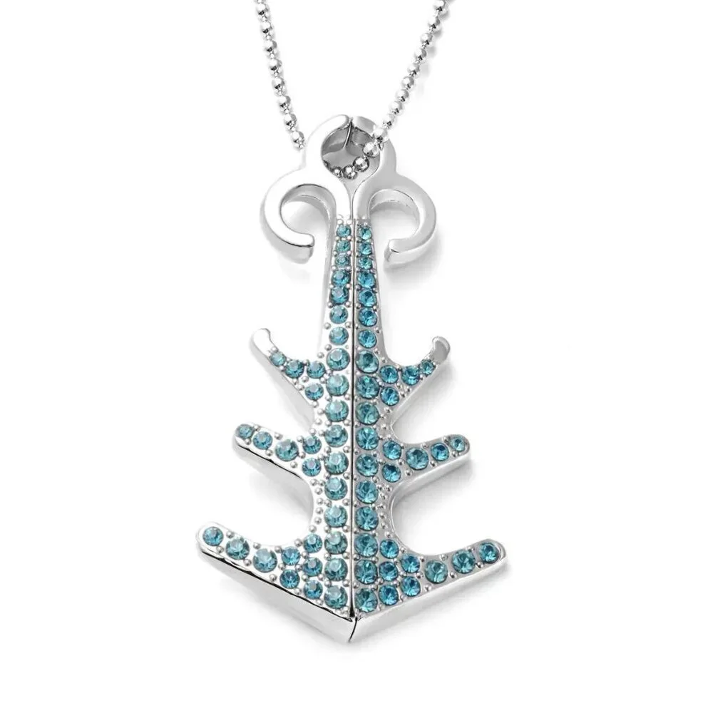 New, Blue Austrian Crystal Enameled Anchor Conertable Pendant Necklace - Picture 5 of 7